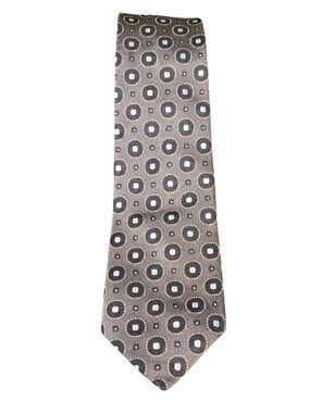Boss Hugo Boss Silk Tie Charcoal Gray Circle Medallion Geometric Italy